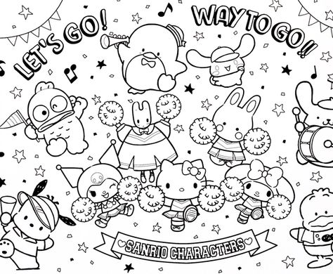 Many Sanrio Characters Partying Coloring Page Coloring Pages Hello Kitty And Friends, Sanrio Coloring Sheet, Hello Kitty And Friends Coloring Pages, Sanrio Colouring, Sanrio Coloring Pages Printable, Hello Kitty Coloring Pages Printable, Sanrio Coloring Pages, Friends Coloring Pages, Hello Kitty Coloring Pages