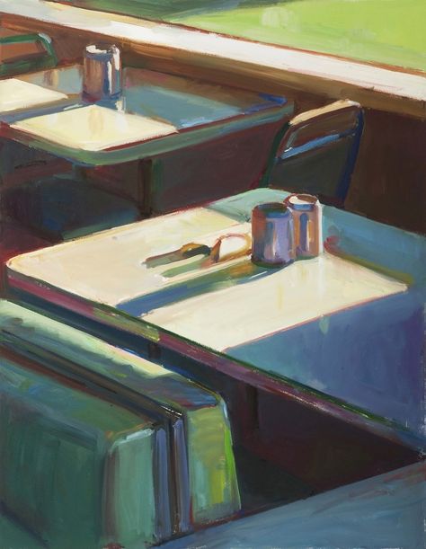 Diner Painting, Diner Art, Ad Art, October 27, A Level Art, Painting Class, Light Painting, Interior Art, Still Life Painting