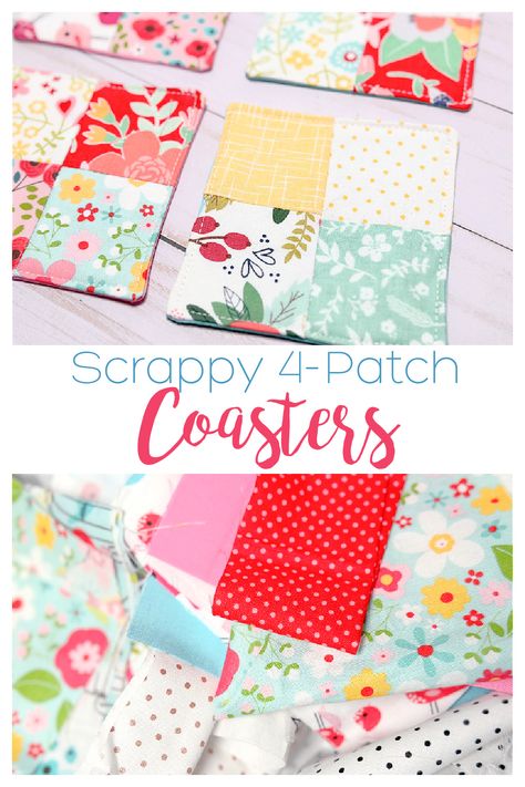 Coasters To Sew, Fabric Coasters Diy, Diy Fabric Coasters, Quilted Coasters How To Make, Scrap Fabric Coasters, Quilted Coasters Patterns Free, Scrap Material Projects, Quilting Coasters Patterns, Easy Quilted Coasters