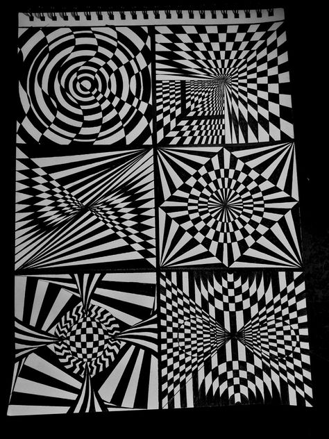 Optical Illusions Art Black And White, Op Art Ideas, Optical Illusions Drawings Easy, Easy Op Art, Opt Art, Art Cube, Optical Illusion Drawing, Photoshop Tutorial Typography, Illusion Drawings