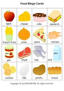 ENGLISH IS FUN: FOOD BINGO CARDS Food Bingo, Food Flashcards, Rangement Makeup, Esl English, Food Vocabulary, English Worksheet, Dear Students, English Games, Flashcards For Kids