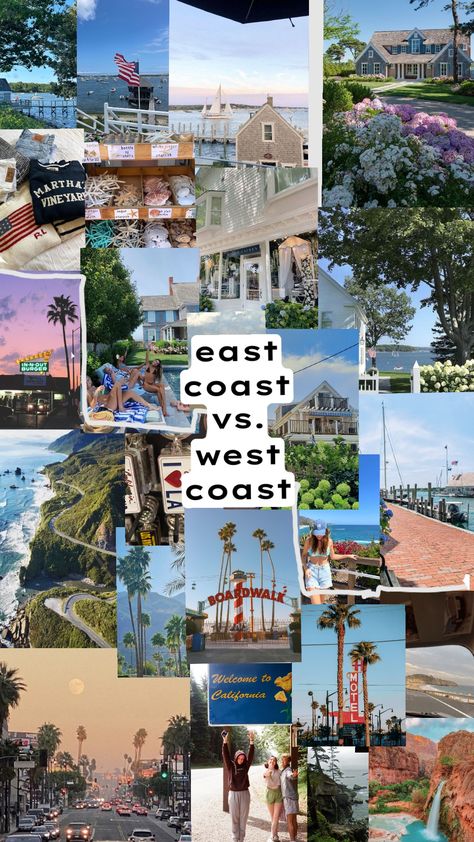 east coast vs. west coast #aesthetic #east #west #eastcoast #westcoast #summer East Coast Vs West Coast, West Coast Aesthetic, Coast Aesthetic, East West, East Coast, Graduation Party, West Coast, Summer Vibes, Photo Shoot