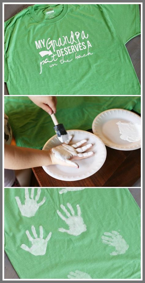 Handprint Tee for Grandpa – Father’s Day Gift Idea Homemade Grandfather Gifts, Grandpa Cricut Ideas, Papa Birthday Crafts From Grandkids, Diy Gifts For Papa, Father’s Day Gifts For Grandfathers, Homemade Gifts For Grandpa, Crafts For Grandpa, Diy Gifts For Grandpa, Fathers Day Gifts For Grandpa