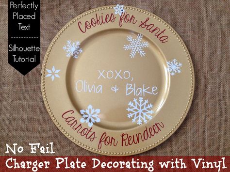 Decorating charger plates with vinyl using Silhouette Charger Plate Crafts, Silouette Cameo, Vinyl Projects Silhouette, Silhouette School Blog, Cameo Crafts, Cookies For Santa Plate, Silhouette Cameo Tutorials, Silhouette School, Christian Crafts