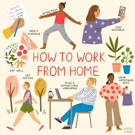 Amelia Flower, Comfortable Workspace, Funny Postcards, Poster Illustration, Greeting Card Illustration, Holiday Postcards, How To Work, New Energy, Card Illustration