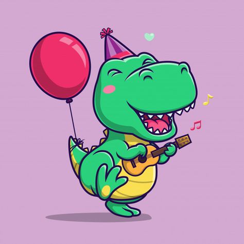 Cute Dino, Premium Vector, Dancing, Art