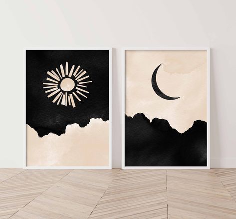 Sun And Moon Phases, Beige Decor, Abstract Painting Acrylic Modern, Paint Easy, Boho Painting, Simple Canvas Paintings, Moon Painting, Simple Acrylic Paintings, Minimalist Painting