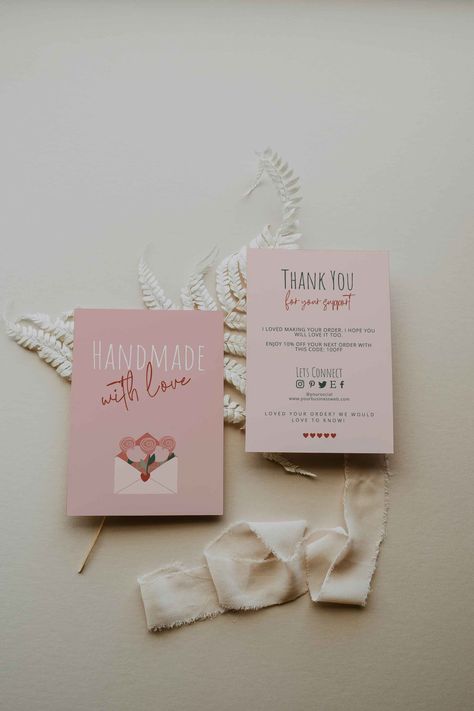 Fancy Thank You Cards, Pink Thank You Cards, Thankful Message, Package Template, Canva Guide, Spring Printables, Packaging Ideas Business, Small Business Packaging Ideas, Brand Ideas