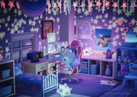 Dreamcore Acnh Island, Acnh Hhp Kidcore, Acnh Kidcore Interior, Acnh Ione House, Acnh Y2k, Acnh Room Inspiration, Purple Animal Crossing, Acnh Room Ideas, Acnh Vaporwave