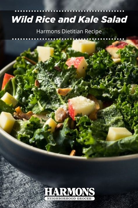 Wild Rice And Kale Salad, Utah Food, Dietitian Recipes, Massaged Kale, Diced Apples, Goat Cheese Salad, Healthy Salad, Recipe Ingredients, Wild Rice