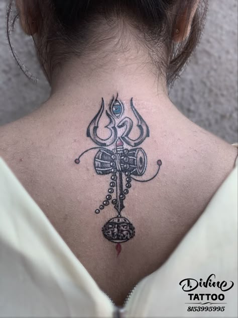 Shiv Trishul Tattoo Design, Sanatan Tattoo, Shiv Tattoo Designs For Women, Indian God Tattoo, Shiv Ji Tattoo, Gods Tattoo, God Thoughts, Hindu Tattoos, Delicate Tattoos For Women