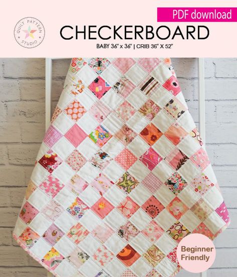 Checkerboard Quilt PDF Pattern This timeless charm of the Classic Postage Stamp Checkerboard Quilt Pattern offers a delightful opportunity to showcase your cherished fabrics or scraps in a truly captivating design. While some opt for strip-based constructions, this pattern invites you to indulge in the joy of individual square placements, allowing each fabric piece to shine in its own right. With options for two baby quilt sizes included, this pattern offers flexibility to tailor your creation t Checkerboard Quilt, Baby Quilt Size, Heart Stuff, Postage Stamp Quilt, Table Quilts, Flower Quilt, Easy Quilt Patterns, Heart Quilt