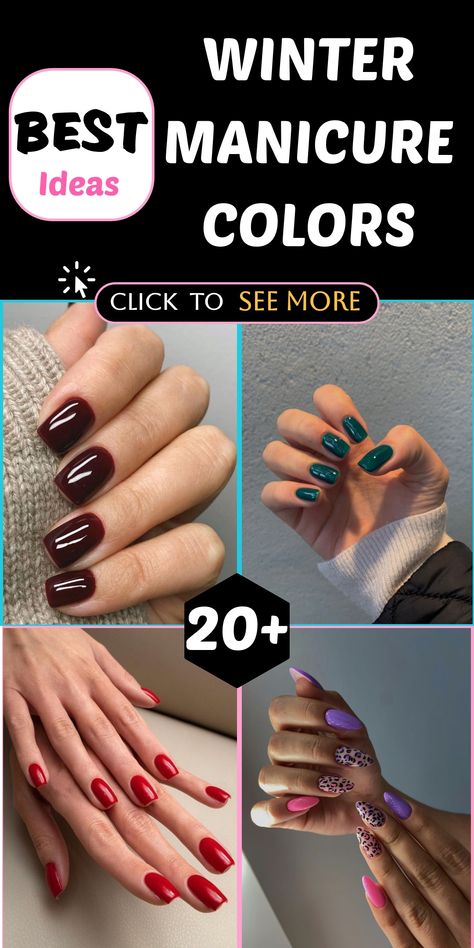 Explore chic winter nail colors to elevate your manicure game this season. Embrace the cozy winter vibes with rich burgundy, deep emerald green, or elegant navy blue shades that perfectly complement the chilly weather outside. For a festive touch, opt for metallic accents or glittery finishes to add a hint of sparkle to your look. Get ready to rock this winter with stylish and elegant nails. Don't wait any longer - book your appointment now and get those chic winter nails you've been dreaming of Popular January Nail Colors, Navy And Burgundy Nails, Gel Nail Colors For Winter, Winter Manicure Colors, Cold Weather Nails, Sns Nail Colors, Chic Winter Nails, December Nail Colors, Navy Blue Shades