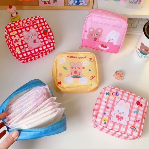 Tampon Storage, Sanitary Napkin Bag, Sanitary Napkin Storage, Sanitary Napkins, Padded Pouch, Kawaii School Supplies, Sanitary Napkin, Lipstick Bag, Stationary School