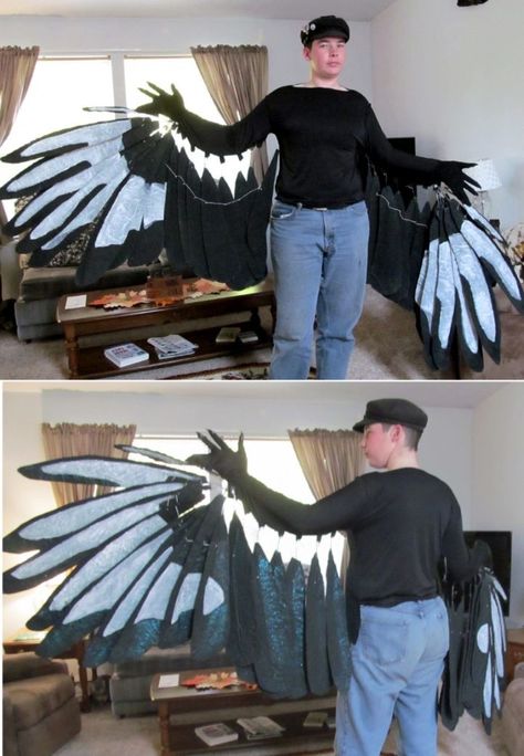 Harpy Cosplay, Bird Wings Costume, Wings Inspiration, Crow Costume, Cosplay Wings, Diy Wings, Bird Costume, Dragon Costume, Bird Wings