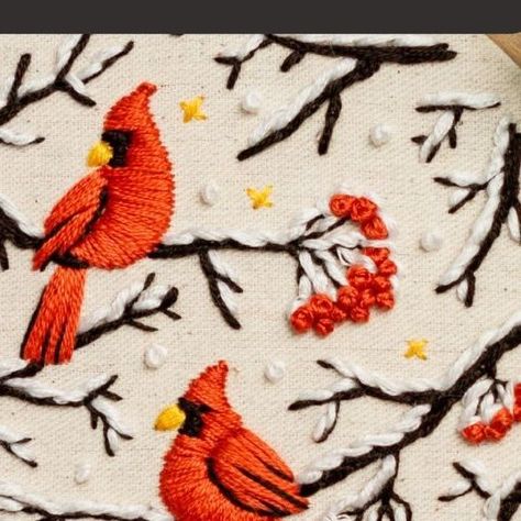 Stella Caraman on Instagram: "Another tehnique for embroidering Red Cardinal - This tutorial is from the last year Christmas collection ❤ This cardinal is embroidered by using the Satin Stitch with 6 strands for the bird’s body and Back Stitch with 2 strands for the outline. For the one I embroidered on the heart shaped ornament collection I used Long & Short Stitch with Split. I wanted to share those 2 options because embroidery is something you do with love and passion and there are so many ways to make something beautiful! Happy stitching! 🥰 🧵 You can find all the Christmas patterns and ornaments on Etsy shop. 🧵 Subscribe to my newsletter and get your free PDF pattern, along with all my tips, tricks, and exclusive discounts, delivered straight to your inbox weekly. 💌 🧵 Follow my Yo Long Short Stitch, Colonial Knot, Cardinals Birds, Christmas Hand Embroidery, Hoop Art Embroidery, Stem Stitch, Embroidery Ornaments, Split Stitch, Long And Short Stitch