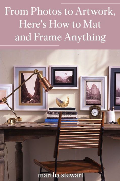 We share how to frame and mat any piece of art at home like a professional. As framing and matting, artwork or pictures will give each piece a refined look, and it will ensure that they'll be preserved for many years to come. #marthastewart #diydecor #diyprojects #diyideas #hobby How To Mat Pictures, How To Frame Pictures, How To Frame Art, Matting Pictures Diy, Canvas Frame Diy, Frame Matting Diy, Plates On The Wall, Unusual Pictures, Matting Pictures