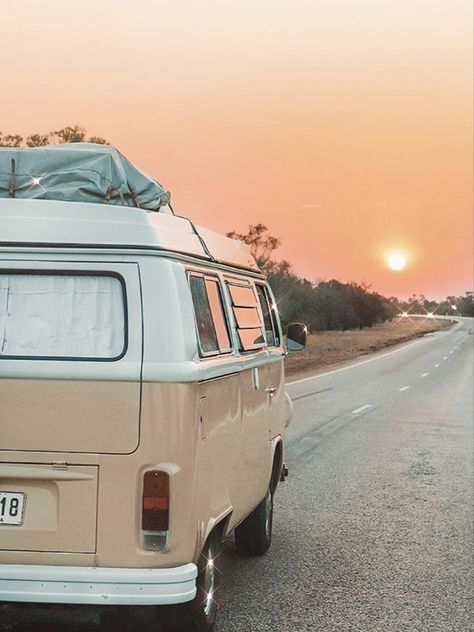 Two Worlds Apart, Volkswagon Van, Beige Vans, Vans Aesthetic, Beautiful Beach Sunset, Volkswagen Minibus, Singing In The Car, Worlds Apart, Volkswagen Van