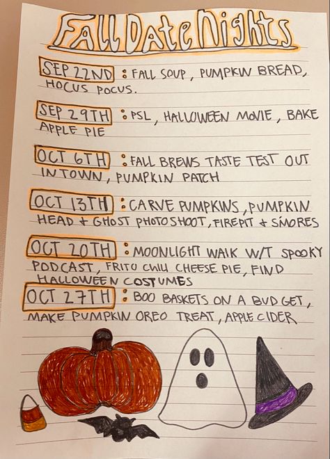 Fall date ideas. Spooky dates. Boo basket. Halloween aesthetic Halloween Friend Date Ideas, Fall Crafts Couples, Halloween Stuff To Do With Boyfriend, October Ideas For Couples, Spooky Szn Couples, Fall Gift For Boyfriend, Date Night Halloween, Halloween Couple Date Night, Spooky Night With Boyfriend