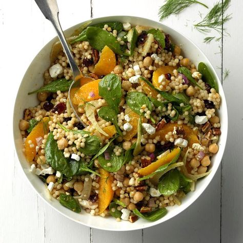 Cran-Orange Couscous Salad Summer Potluck Recipes, Couscous Salad Recipes, Thanksgiving Salad, Summer Potluck, Couscous Salat, Seasonal Salad, Couscous Salad, Steak Sandwich, Potluck Recipes