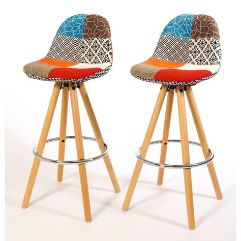 Latitude Vive Juan 75cm Bar Stool & Reviews | Wayfair.co.uk Barcelona Bars, Breakfast Stools, Retro Bar Stools, Breakfast Bar Kitchen, Kitchen Colour Schemes, Home Bar Furniture, Silver Chrome, Patchwork Fabric, Kitchen Stools