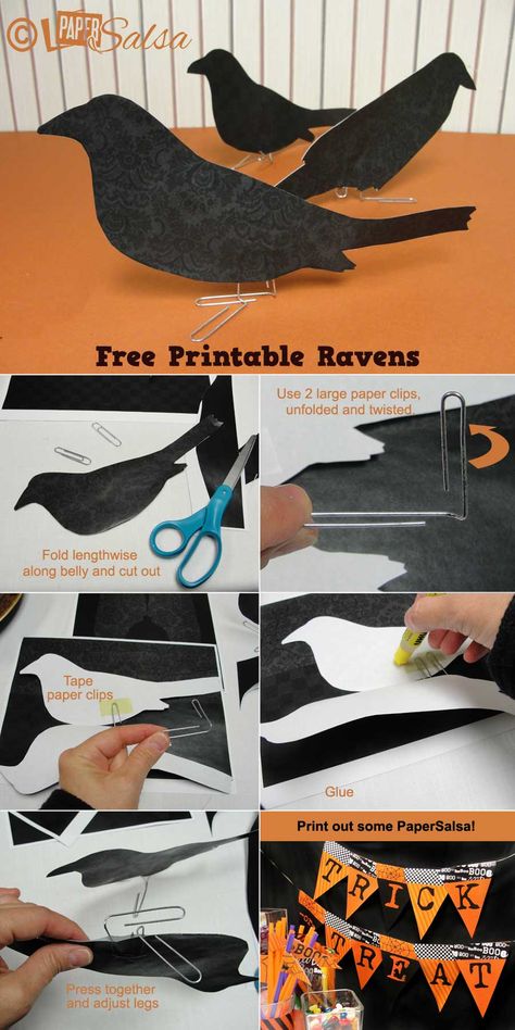 Crow Paper Craft, Crow Craft, Free Halloween Printables, Halloween Printables Free, Bible School Crafts, Vbs Crafts, Printables Free, Transparent Paper, Spring Ideas