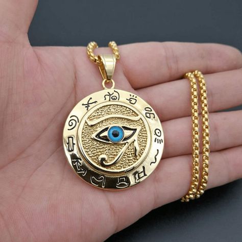 Faster shipping. Better service Eye Of Horus Necklace, Egyptian Eye, Egyptian Necklace, Egyptian Pharaoh, Motos Honda, Protection Jewelry, Amulet Necklace, Egyptian Jewelry, Dragon Necklace