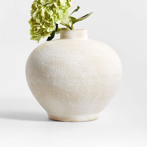 White Vases: Tall Cream & Ivory Vases | Crate & Barrel Large White Vase, Natural Ceramic, Round Vase, White Ceramic Vases, Crate Barrel, Tall Vases, Floor Vase, Centerpiece Bowl, White Vases