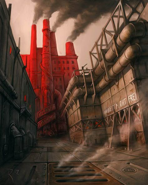 Old Factory by Waldemar Kazak (2008) Industrial Landscape, Istoria Artei, Arte Alien, Industrial Architecture, Diesel Punk, Old Factory, Chernobyl, Creative Illustration, Industrial Art