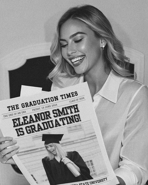 Graduation Newspaper Template, Newspaper Graduation Announcement, Class Of 2024, Editable Newspaper Graduate, Happy graduation gift, 003 Graduation Newspaper, Newspaper Graduation, She Did It Graduation, Grad Party Invite, Graduate College, 2024 Board, Newspaper Layout, Grad Pictures, Grad Announcements