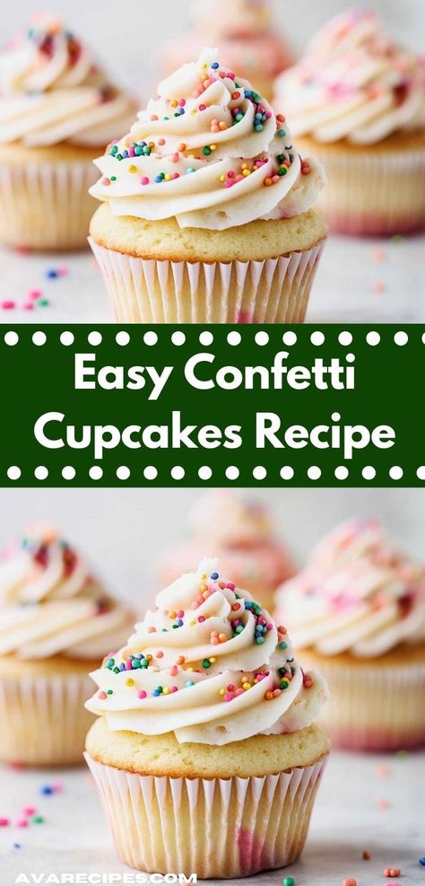 Searching for a festive baking project? This Confetti Cupcakes Recipe is a fantastic choice for holidays and special occasions. With minimal prep time and delightful flavors, it's the perfect sweet treat everyone will love. Sprinkles Cupcake Recipes, Moist Vanilla Cupcakes, Fluffy Cupcakes, Confetti Cupcakes, Sprinkle Cupcakes, Colorful Confetti, Festive Desserts, Vanilla Buttercream Frosting, Cupcakes Recipe