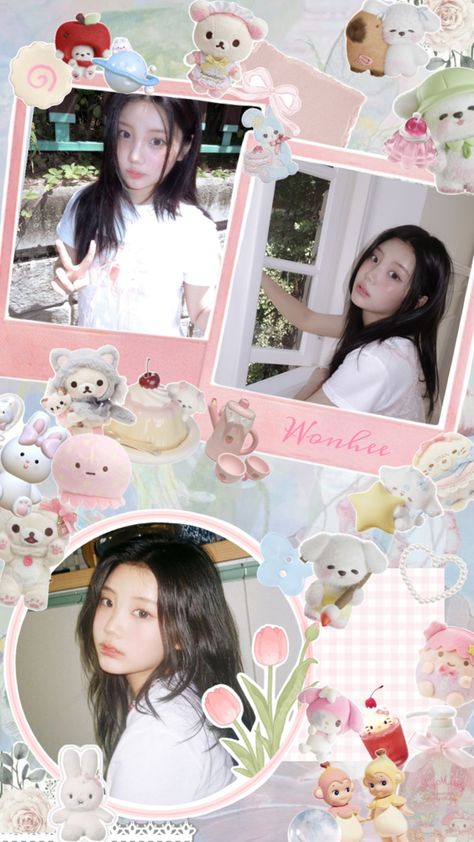 ILLIT Wonhee Cute Aesthetic Wallpaper Collage Illit Wallpaper Aesthetic, Triples Wallpaper, Illit Wallpaper, Wonhee Wallpaper, Cute Aesthetic Wallpaper, Aesthetic Wallpaper Collage, Twice What Is Love, 3d Wallpaper Cute, Illit Wonhee