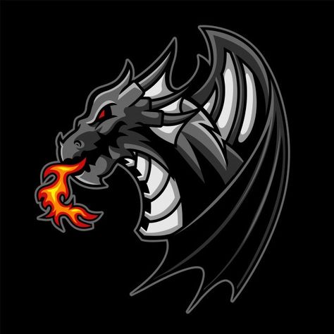 Black dragon esport gaming logo premium | Premium Vector #Freepik #vector #logo #sport #animal #fire Fire Sticker, Logo Dragon, Dragon Fire, Team Badge, Anime Demon Boy, Esports Logo, Sports Logo Design, Game Logo Design, Gaming Logo