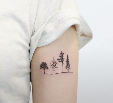 Four Season Tree Tattoo, Four Trees Tattoo, Tree Matching Tattoos, 4 Trees Tattoo, Stick Tree Tattoo, Growth Tree Tattoo, Koa Tree Tattoo, Cottonwood Tree Tattoo, Woodlands Tattoo