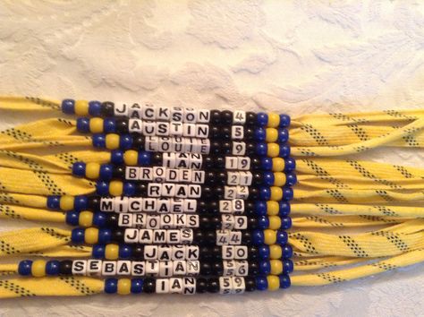 hockey necklace in yellow                                                                                                                                                                                 More                                                                                                                                                                                 More Field Hockey Coach Gift Ideas, Hockey Swag Bag Ideas, Men Birthday Gifts Boyfriends, Hockey Fundraiser, Hockey Swag, Hockey Bags, Hockey Necklace, Diy Cookies, Hockey Birthday Parties