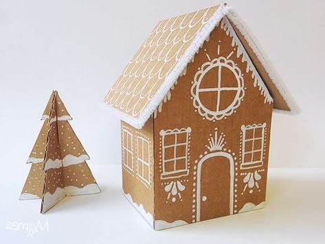 House Gift Box, Diy Christmas Garland, Gingerbread Crafts, Christmas Window Decorations, Christmas Craft Projects, Noel Diy, Paper House, Christmas Gingerbread House, Christmas Projects Diy