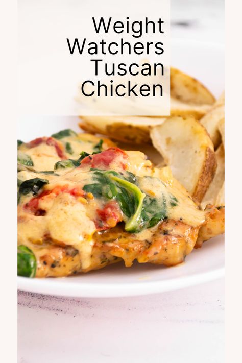 Steal this weight watchers friendly recipe today. This light tuscan chicken is bursting with flavor--you won't miss the extra calories! Weight Watchers Chicken Breast, Weight Watchers Food Points, Weight Watchers Meals Dinner, Weigh Watchers, Weight Watchers Meal Plans, Dinner Recipes Vegetarian, Weight Watchers Recipes Desserts, Weight Watchers Chicken, Weight Watcher Dinners