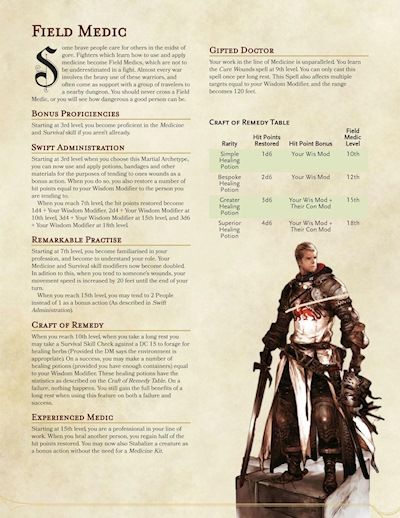 Dnd Subclasses, Field Medic, D D Classes, Combat Medic, Dnd Classes, Dnd Races, Rpg Ideas, Dungeons And Dragons 5e, Dungeons And Dragons Classes