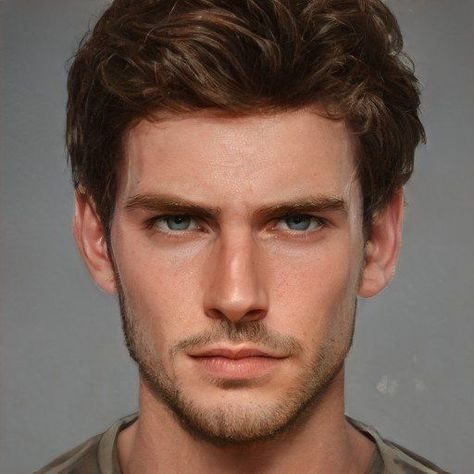 Art Breeder Male, Brown Hair Male, Star Sign Art, Art Breeder, Old Man Face, Brown Hair Green Eyes, Brown Hair Men, Blue Eyed Men, Character Inspiration Male