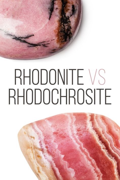 Rhodonite Vs Rhodochrosite, Rodonit Crystal, Pink Stones And Crystals, Rhodochrosite Crystal Meaning, Rhodonite Crystal Meaning, Crystal Wishlist, Rhodonite Meaning, Geology Rocks Mineral, Latin Root Words