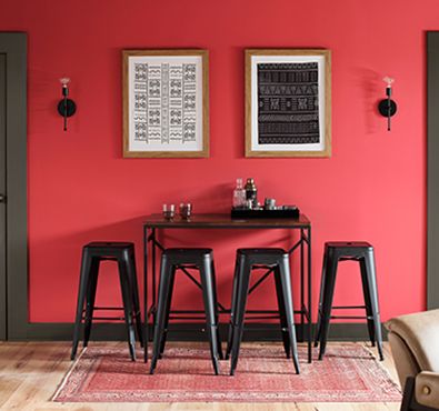 Sherwin-Williams Positive Red SW 6871 Color Of The Month, Dark Trim, Multipurpose Room, Paint Chips, Red Paint, Complementary Colors, Industrial Furniture, Sherwin Williams, Accent Furniture