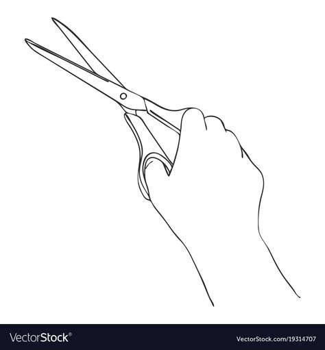 Hand With Scissors Drawing, Holding Scissors Reference Drawing, Hand Holding Scissors Reference, Scissors Reference, Hand Holding Scissors, Hand With Scissors, Holding Scissors, Scissors Drawing, Hairdresser Logo