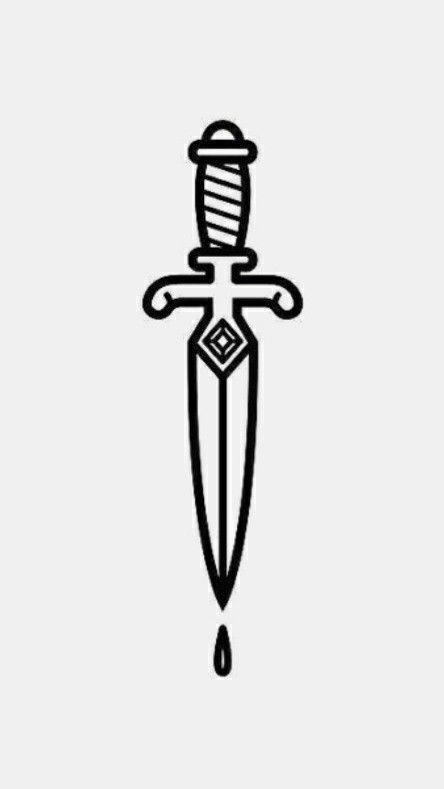 Simple Dagger Tattoo, Sharpie Set, Dagger Drawing, Traditional Dagger Tattoo, Traditional Tattoo Outline, Tattoo Homme, Knife Tattoo, Tattoo Old School, Traditional Tattoo Sleeve