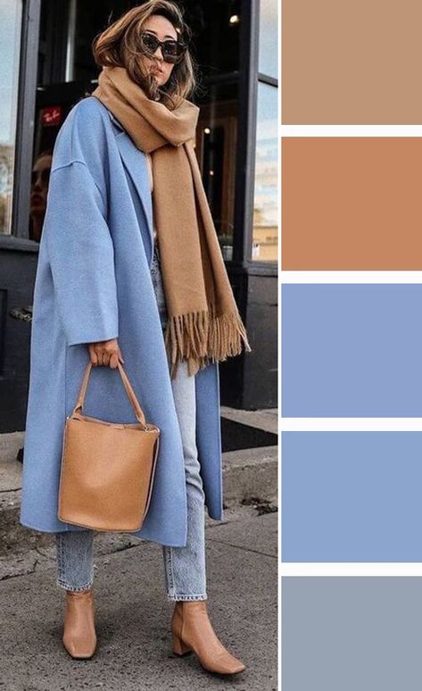 Colour Combinations Fashion, Color Combos Outfit, Color Combinations For Clothes, Blue Coat, Blue Coats, 가을 패션, Colourful Outfits, Winter Fashion Outfits, Fashion Colours