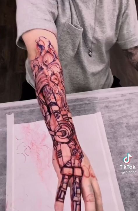 Cybernetics Tattoo, Cyberpunk Hand Tattoo, Cybernetic Tattoo, Cyberpunk Tattoo Design Ideas, Mech Tattoo, Biomechanical Tattoo Design, Robot Tattoo, Tech Tattoo, Cyberpunk Tattoo