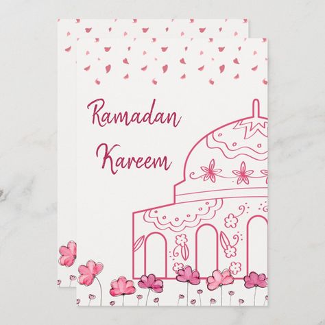 Islamic Eid Mubarak, Ramadan Card, Pink Mosque, Muslim Friends, Muslim Festivals, Islamic Ramadan, Eid Cards, Eid Party, Eid Greetings