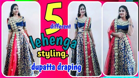 Lehenga dupatta draping in telugu,how to wear lehenga dupatta drapping styles,lehenga dupatta styles,how to wear saree pallu styles,lehenga styles,lehenga dupatta different draping styles Duppata Draping Style On Lehanga, Duppattas Wearing Style, Dupatta Styles For Lehenga, Lehenga Dupatta Style, Lehenga Dupatta Draping Style, Drape Dupatta, Dupatta Draping Styles, Lehenga Styles, Dupatta Draping