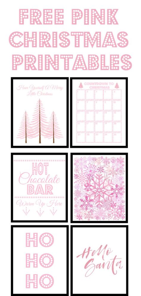 Free Pink Christmas Printables! #Freeprintables #Christmasprintables Pink Christmas Printables, Christmas Decorations Printable, Christmas Printables Free, Elegant Christmas Decor, Pink Xmas, Christmas Doodles, Pink Christmas Decorations, Shabby Chic Christmas, Printables Free