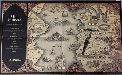 Grishaverse Map from King of Scars (Barnes & Noble Exclusive Edition) Grishaverse Map, Grishaverse Aesthetics, Grishaverse Books, Crows Aesthetic, Map Of World, Six Of Crows Characters, Shifting Realities, King Of Scars, Tiny Closet