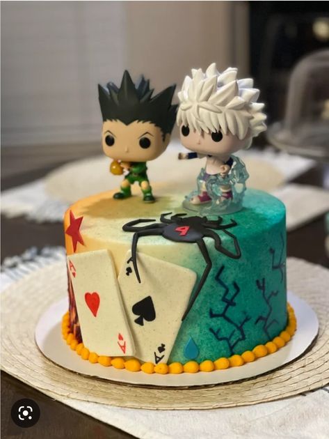 Hunter X Hunter Cake Ideas, Hunter Birthday Cake, Hunter X Hunter Birthday Cake, Hunter Birthday, 17 Birthday Cake, My Birthday Cake, Belle Birthday, Anime Cake, Yoshihiro Togashi